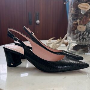 Kate Spade Black Textured Slingback Heels